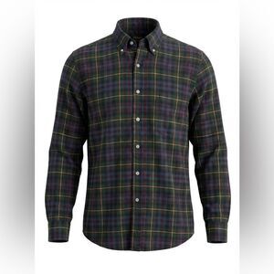 J McLaughlin Men's Plaid Button-Down Shirt brown striped size S